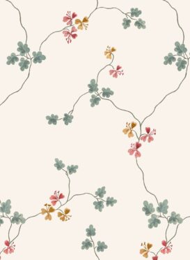 Floraison Soft Teal Coral and Sand Wallpaper (No 7)