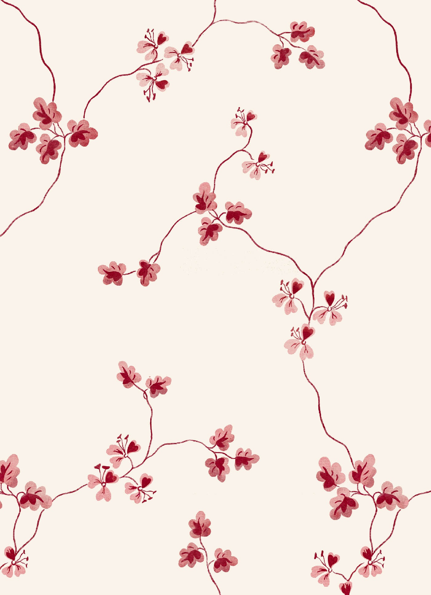 Floraison Cranberry Wallpaper