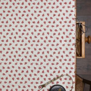 Chalet Sprigs Blue + Cranberry on Double Cream