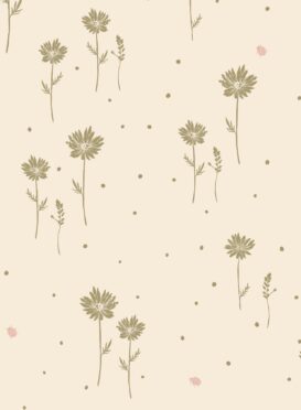 Lady Daisy Wallpaper Olive and Sand Pink Positive