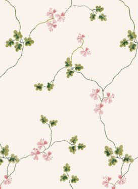 Floraison Wallpaper Pink + Basil (No 4).