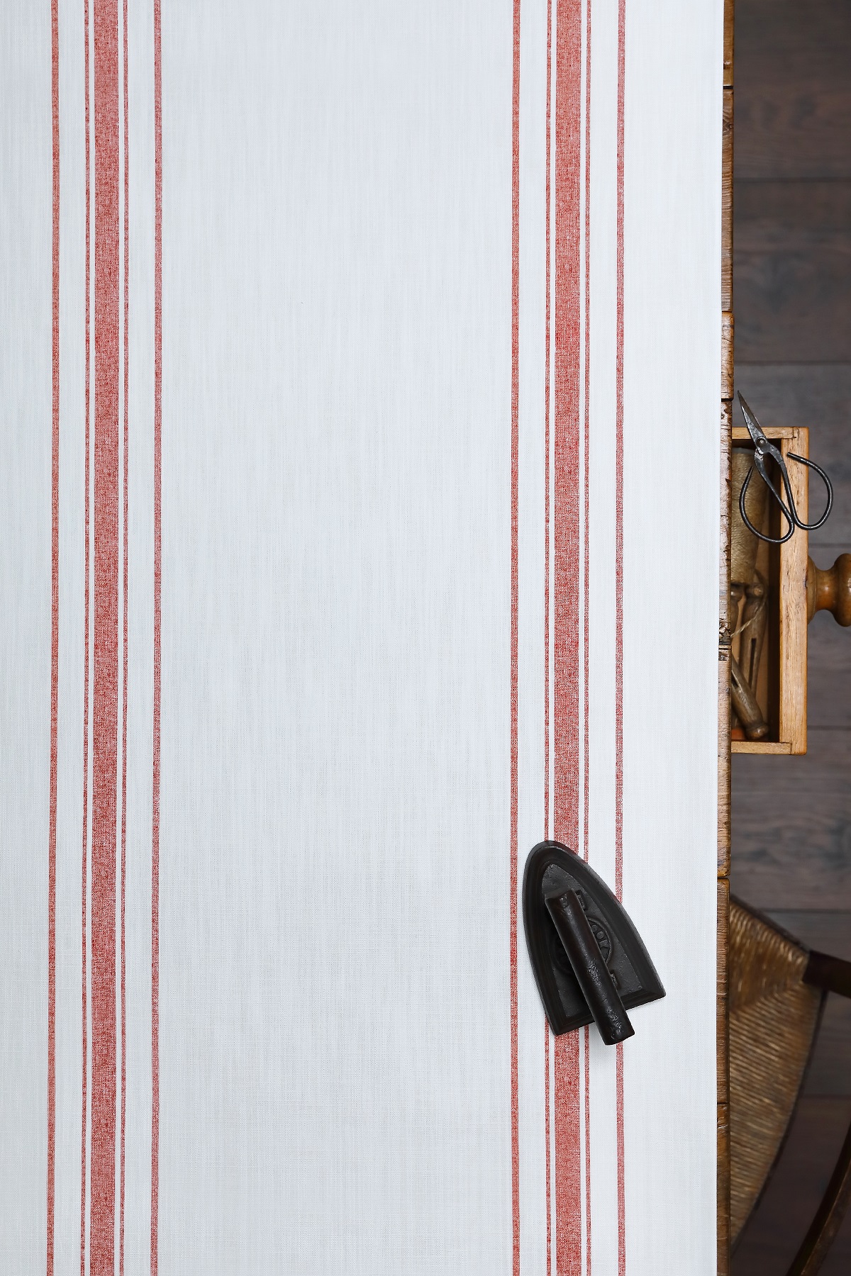 Danish Stripe Earth on Chunky White Linen Union