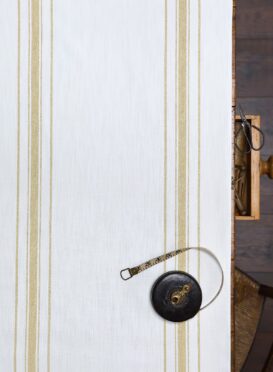 Danish Stripe Newport Gorse + Cream on Chunky White Linen Union