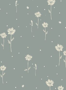 Lady Daisy Wallpaper Slate Blue Background