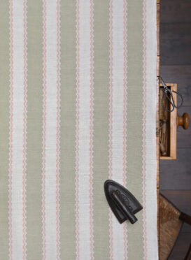 Folie Stripe Main Stripe Olive With Sand Pink Scallop on Stone Linen