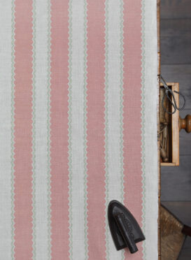 Folie Stripe Main Stripe Sand Pink with Olive Scallop on Stone Linen