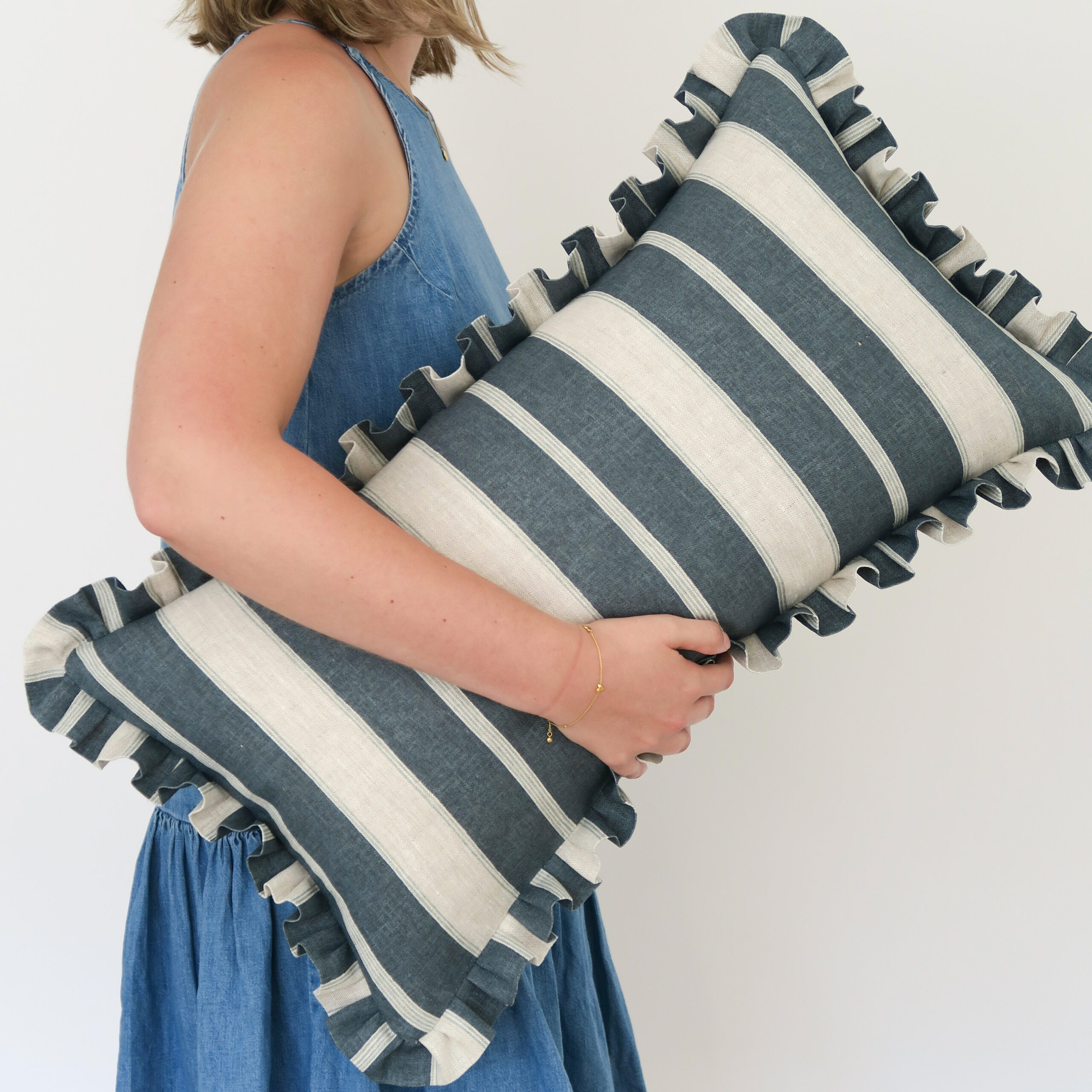 Noah's Stripe in Tabac on Dune Linen - Image 3