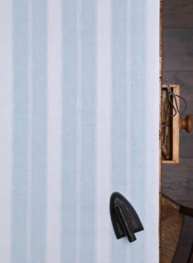 Noah's Stripe ~ Lighthouse Blue on New White Linen