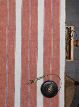 Noah's Stripe ~ Washed Burgundy on Stone Linen