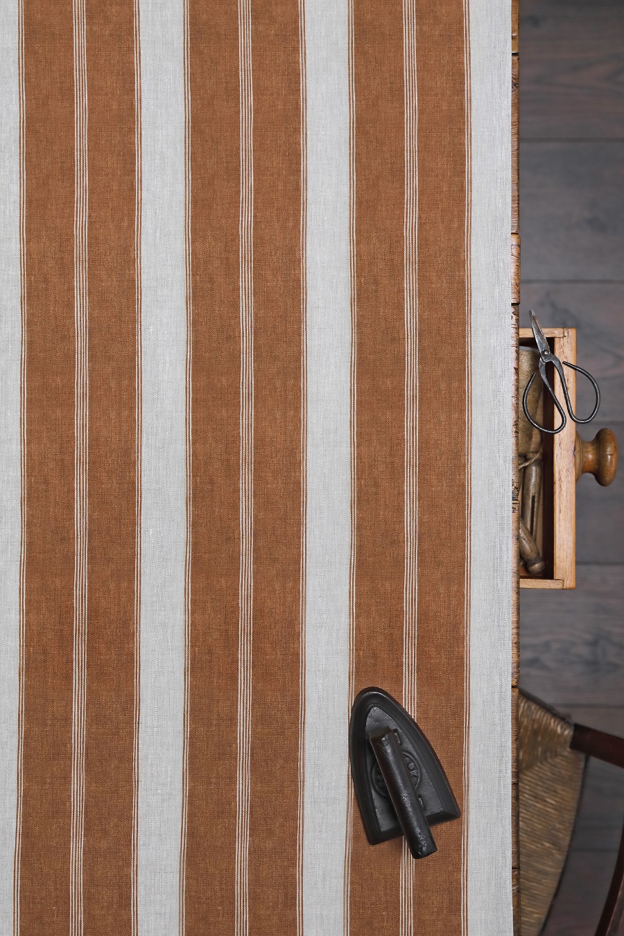 Noah's Stripe ~ Dark Sisal on Dune Linen