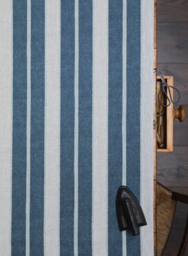 Noah's Stripe ~ Mussel and Parma Blue on Dune Linen