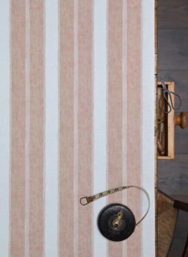 Noah's Stripe ~ Salt Pink on New White Linen