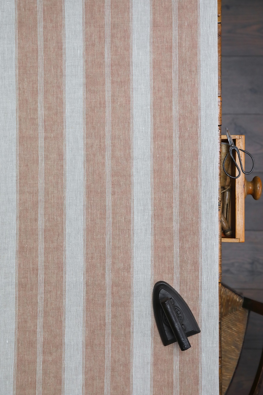 Noah's Stripe ~ Salt Pink on Dune Linen