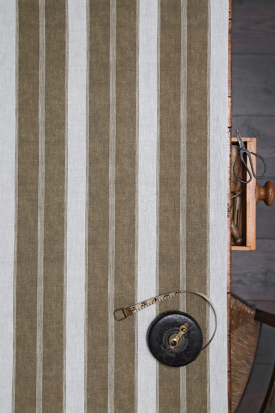 Noah's Stripe ~ Tabac on Dune Linen