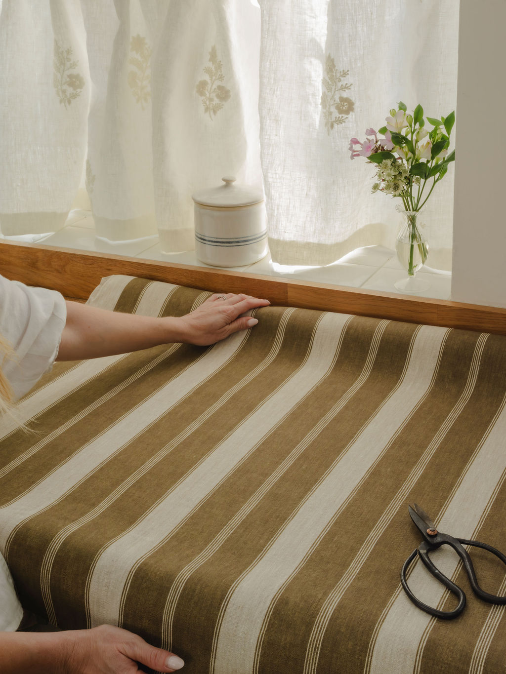 Noah's Stripe ~ Tabac on Dune Linen - Image 3