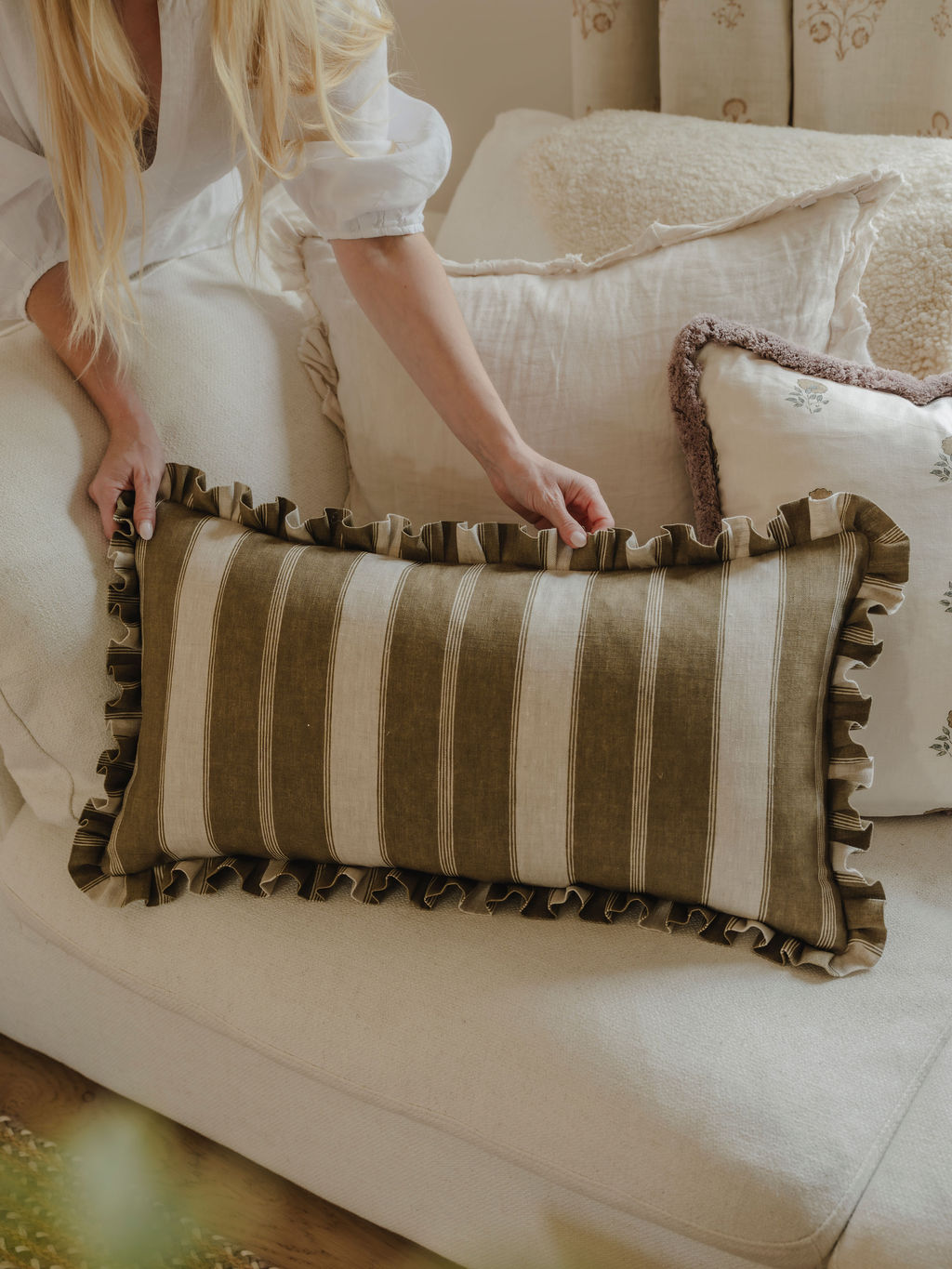 Noah's Stripe in Tabac on Dune Linen - Image 2