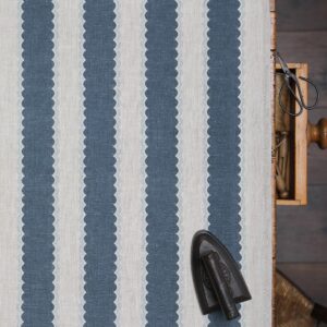 Folie Stripe Main Stripe Mussel with Parma Blue Scallop on Dune Linen