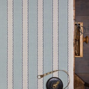 Folie Stripe Main Stripe Parma Blue with Mussel Scallop on Stone Linen