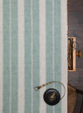Noah's Stripe ~ Soft Teal on Dune Linen
