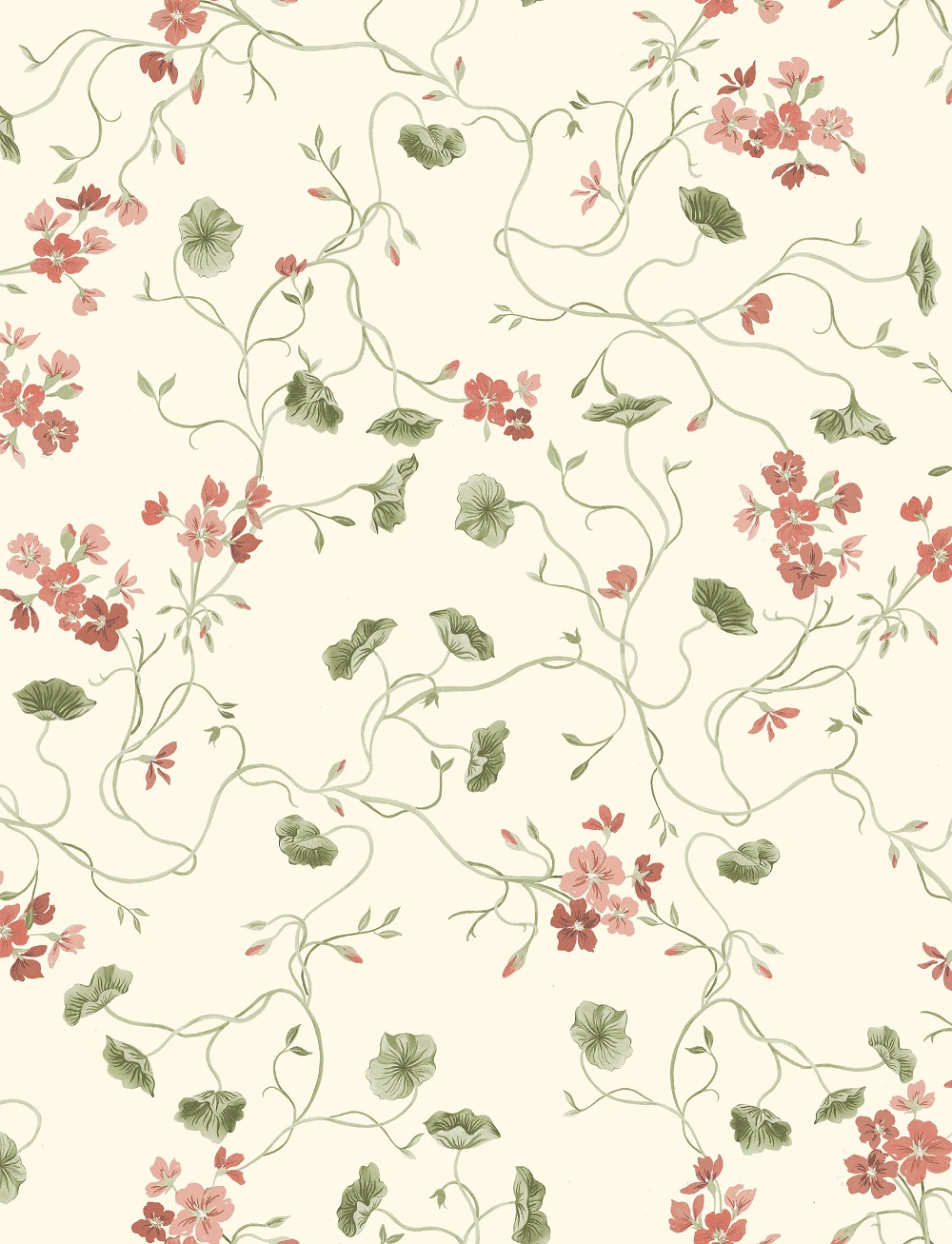 Geranium Vine Wallpaper Caramel Pinks - Image 2