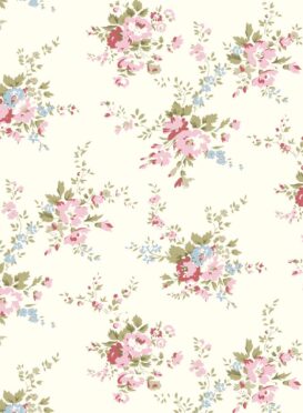 Hattie II Pinks, Olive + Spring Blue Wallpaper