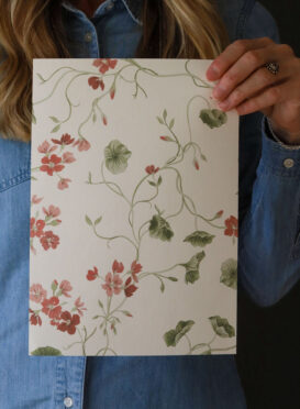 Geranium Vine Wallpaper Caramel Pinks