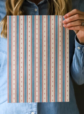 Malmo Stripe Blue Jean + Red Wallpaper