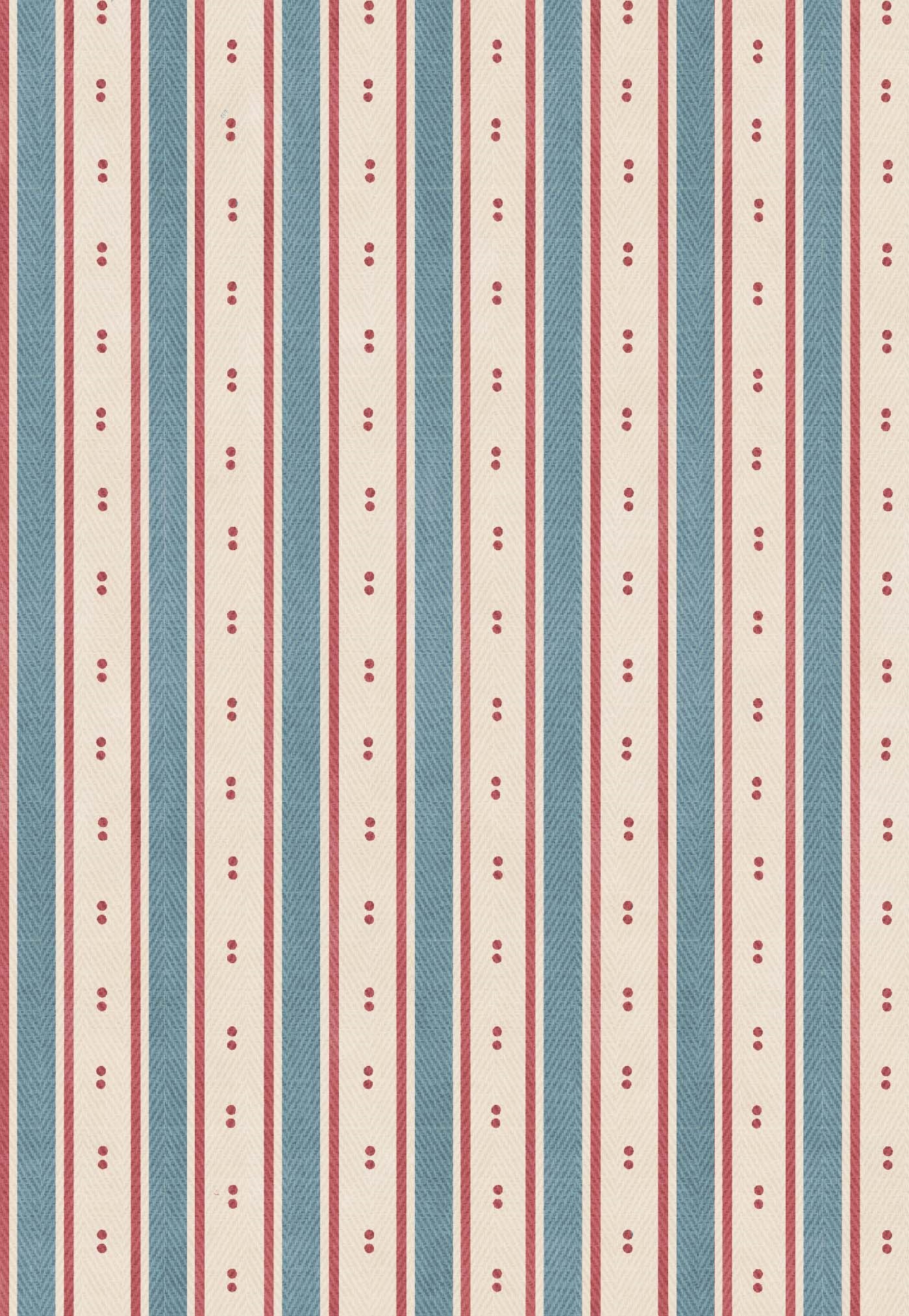 Malmo Stripe Blue Jean + Red Wallpaper