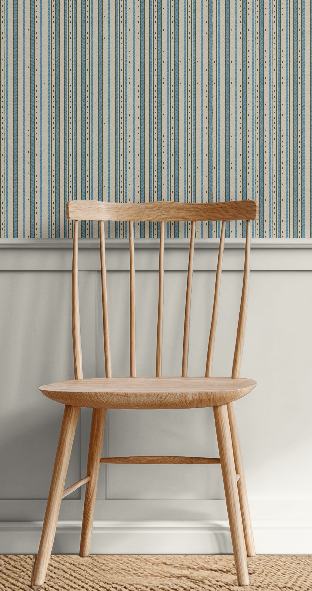 Malmo Stripe Stockholm Blue + Emerald Wallpaper - Image 3