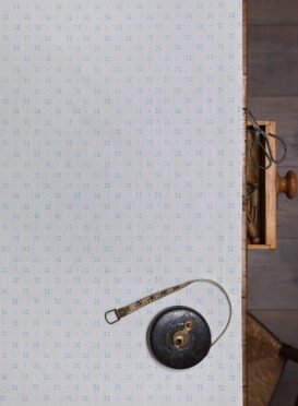 Pip Old Blue on Cream on Chunky White Linen
