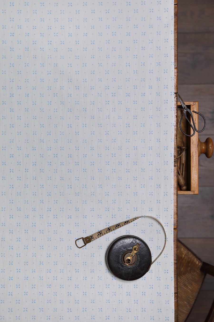 Pip Old Blue on Cream on Chunky White Linen