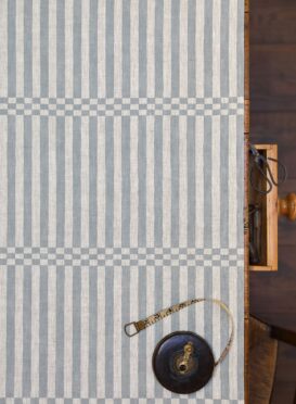 Hopskotch Stripe Rain on Dune Linen {Also available as just a stripe no checkerboard}