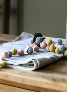 Beautiful and Pink Pom Pom, Ochre and Lead Blue ~ £14.95pm FREE P&P