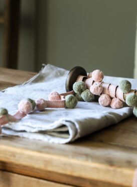 Beautiful Olive + Sand Pink Pom Pom ~ £14.95pm FREE P&P